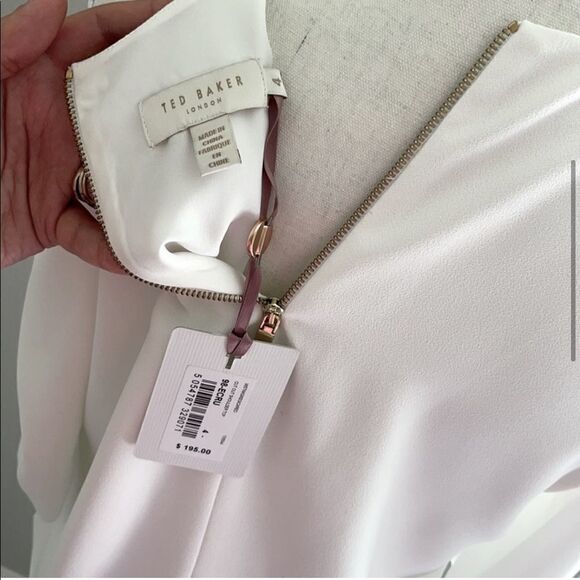 Ted Baker Careo Cold Shoulder Ecru Top TED 4/US 10 - Picture 8 of 10